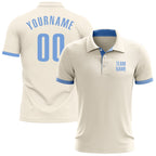Custom Cream Light Blue Performance Golf Polo Shirt photo 1