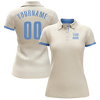 Custom Cream Light Blue Performance Golf Polo Shirt photo 2