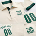 Custom Cream Green Performance Golf Polo Shirt detail