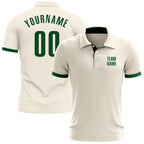 Custom Cream Green Performance Golf Polo Shirt photo 1