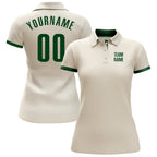 Custom Cream Green Performance Golf Polo Shirt photo 2