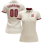 Custom Cream Crimson Performance Golf Polo Shirt photo 2