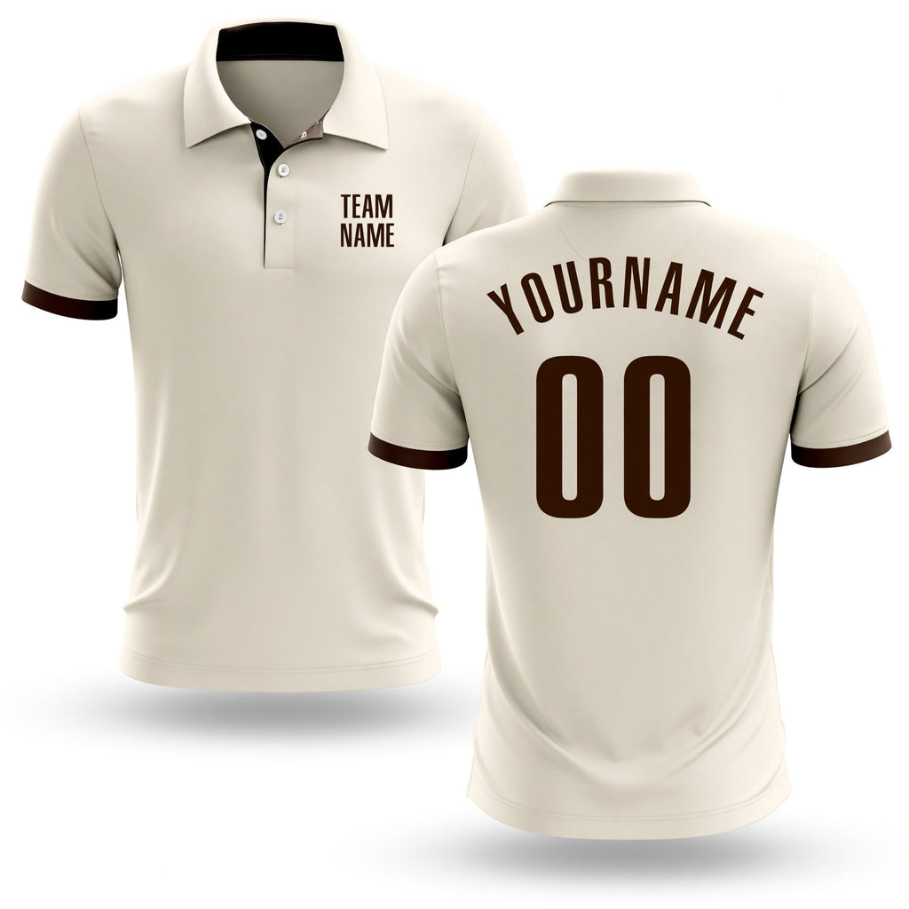 Custom Cream Brown Performance Golf Polo Shirt