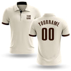 Custom Cream Brown Performance Golf Polo Shirt