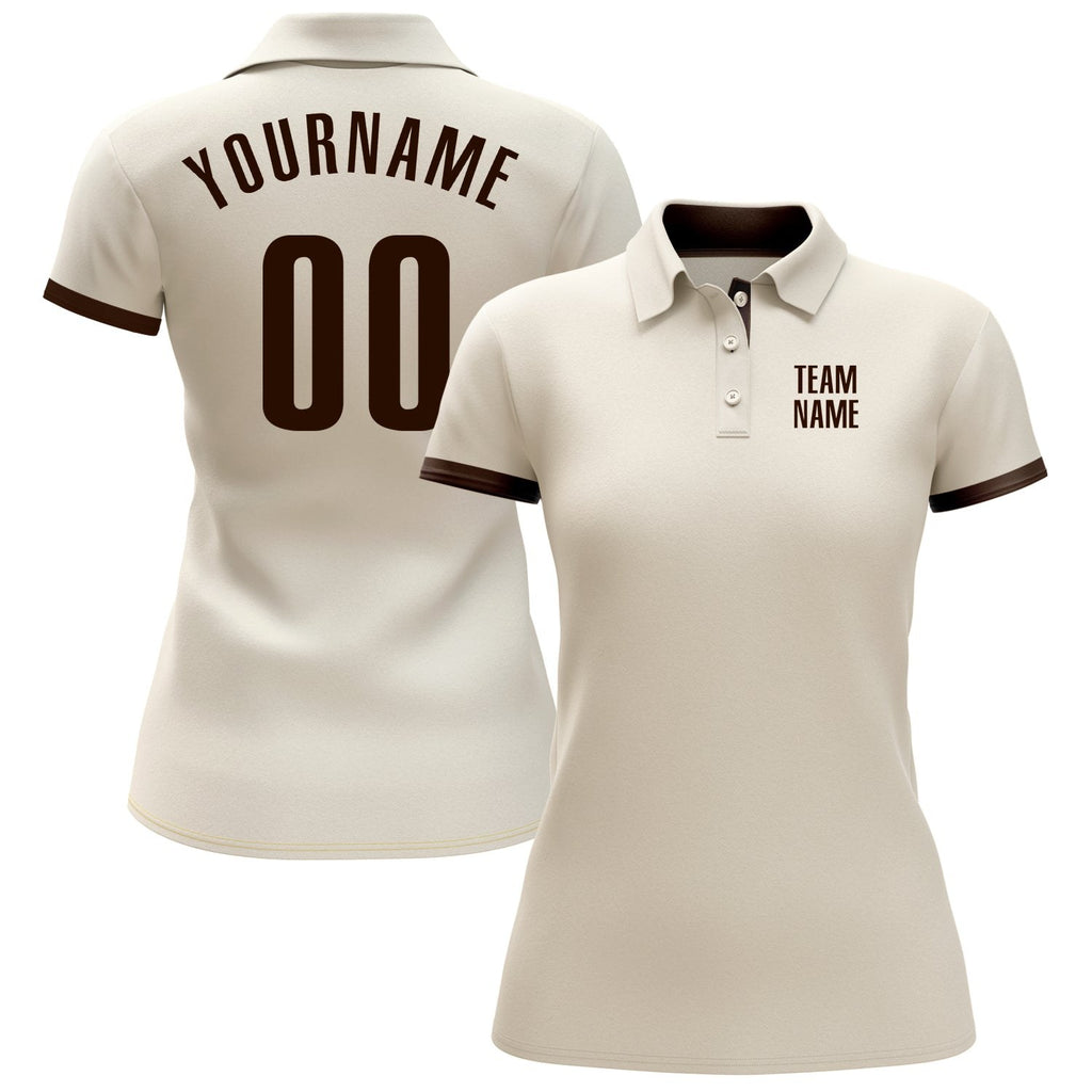 Custom Cream Brown Performance Golf Polo Shirt photo 2