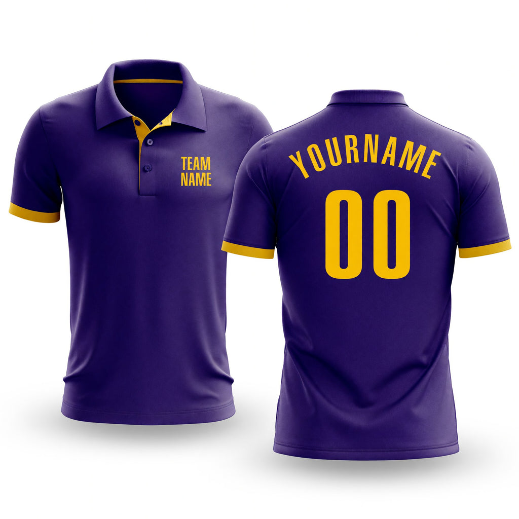 Custom Purple Yellow Performance Golf Polo Shirt