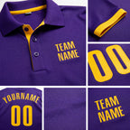 Custom Purple Yellow Performance Golf Polo Shirt detail