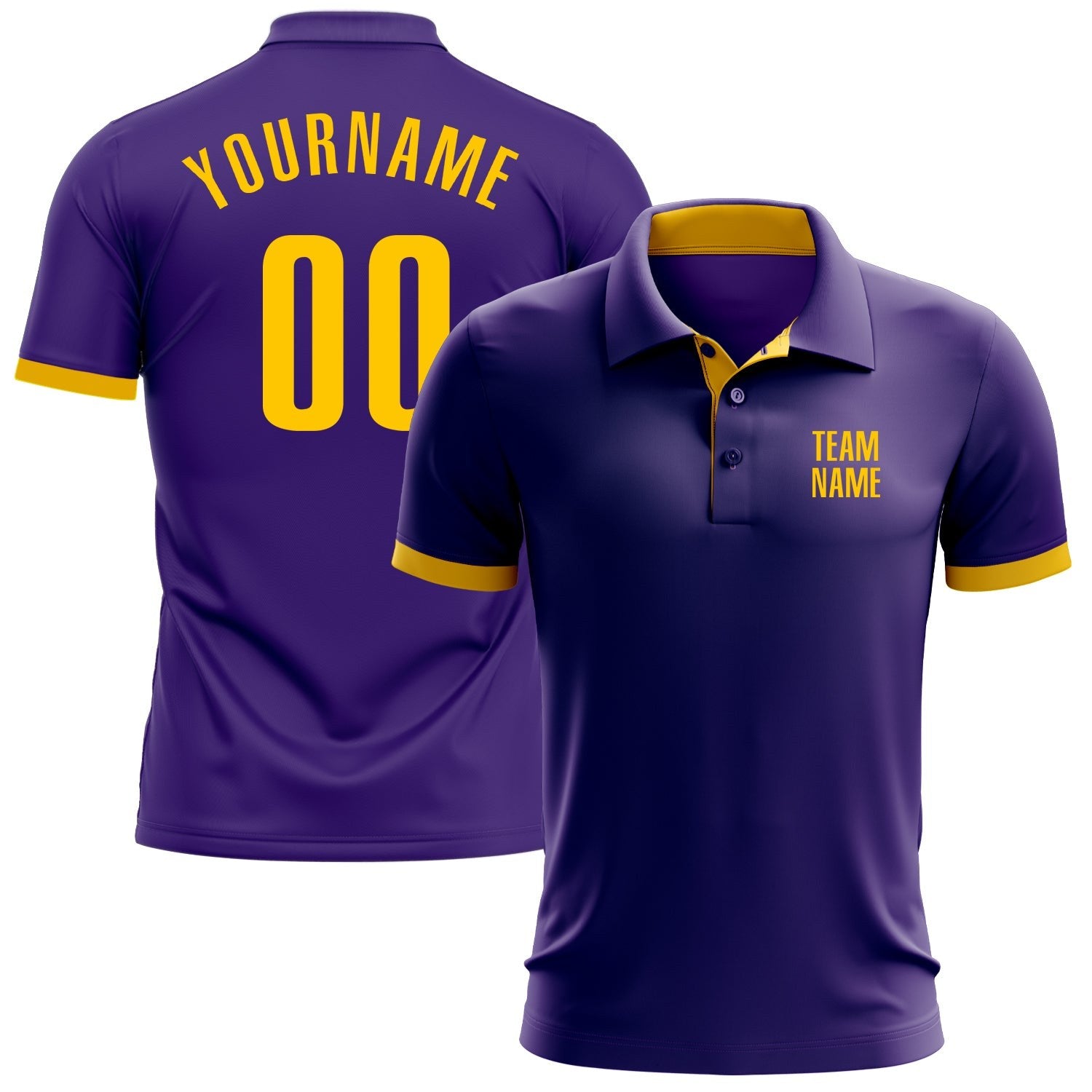 Custom Purple Yellow Performance Golf Polo Shirt photo 1