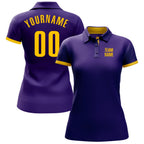 Custom Purple Yellow Performance Golf Polo Shirt photo 2