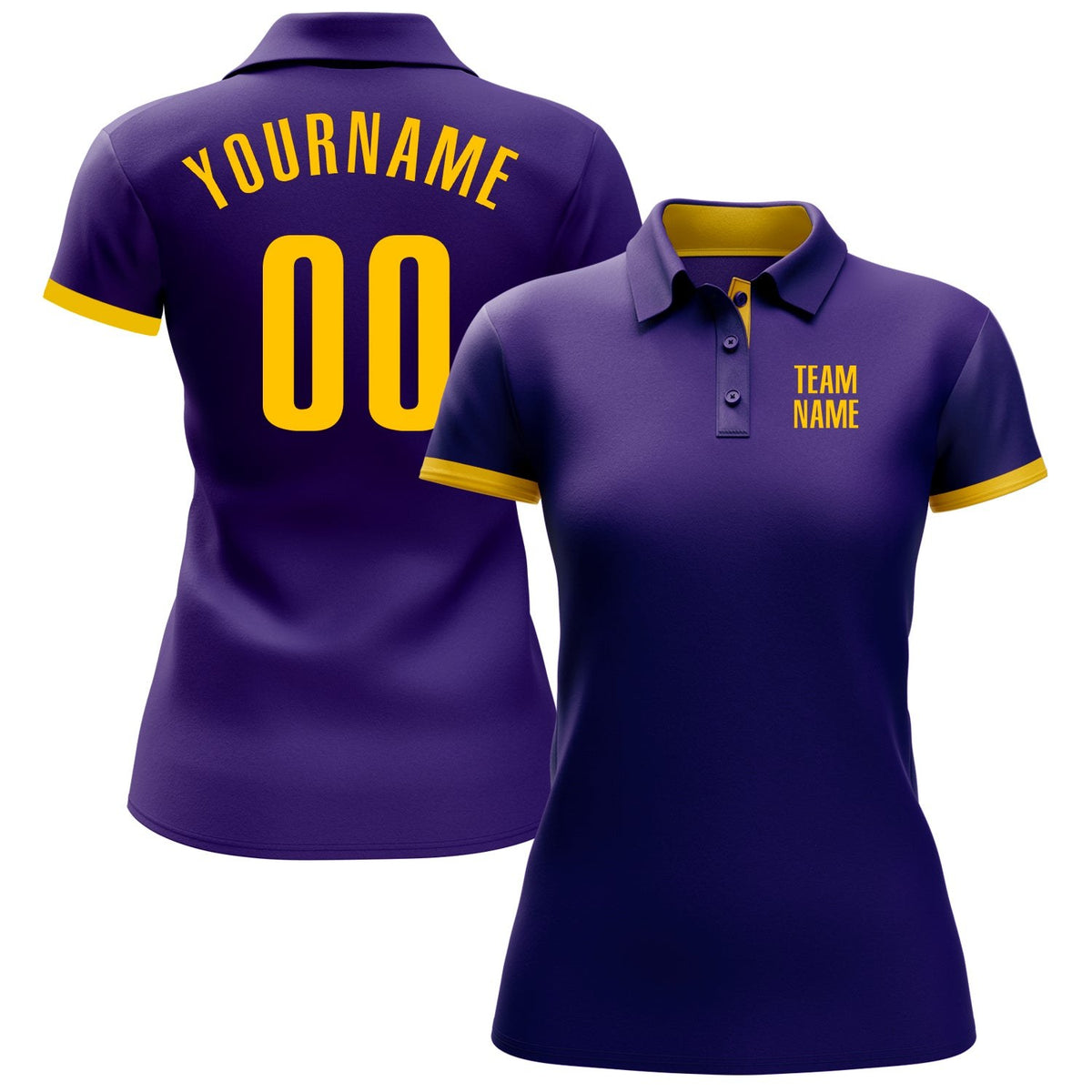 Custom Purple Yellow Performance Golf Polo Shirt photo 2