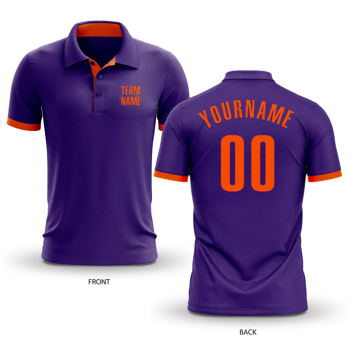 Custom Purple Orange Performance Golf Polo Shirt