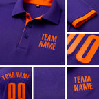 Custom Purple Orange Performance Golf Polo Shirt detail