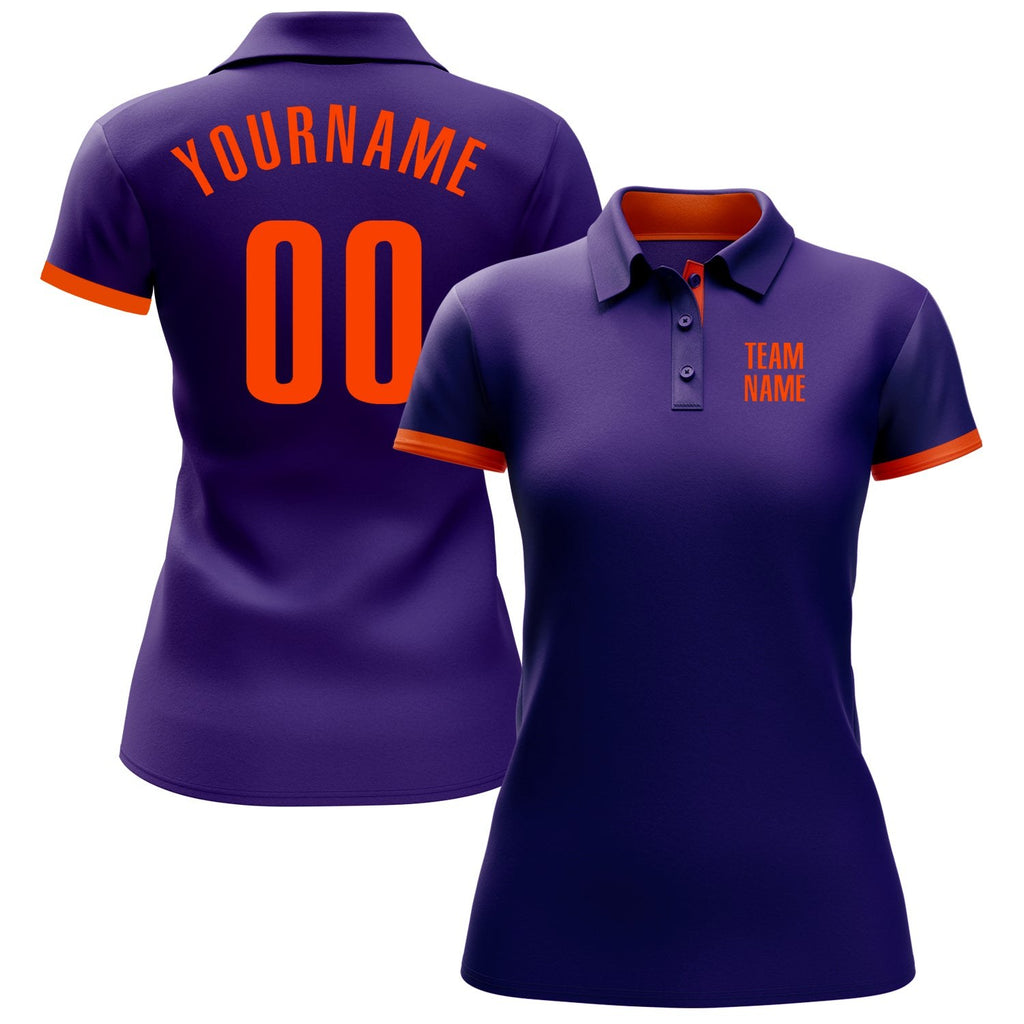 Custom Purple Orange Performance Golf Polo Shirt photo 2
