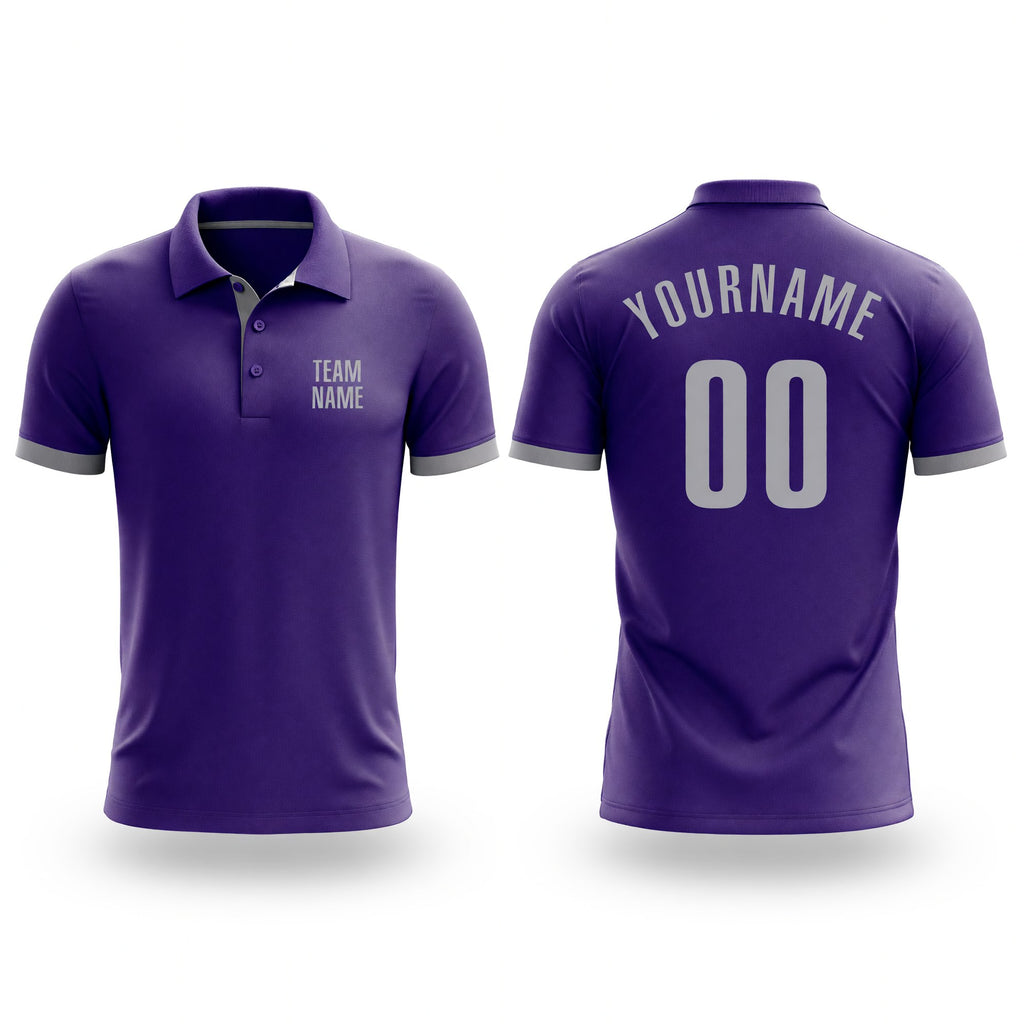 Custom Purple Gray Performance Golf Polo Shirt