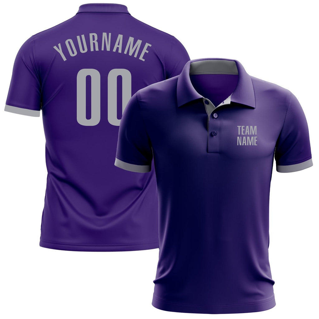 Custom Purple Gray Performance Golf Polo Shirt photo 1