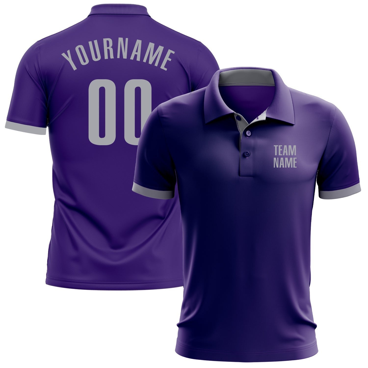Custom Purple Gray Performance Golf Polo Shirt photo 1