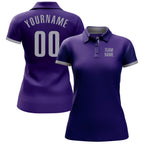 Custom Purple Gray Performance Golf Polo Shirt photo 2