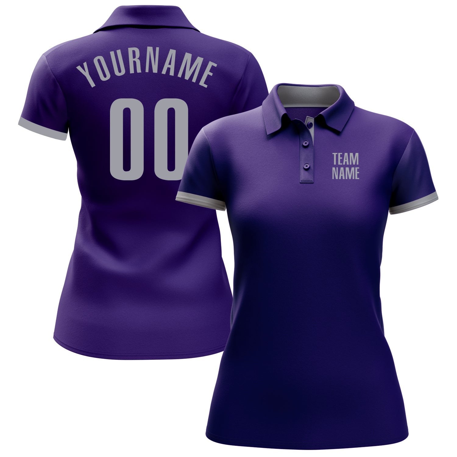 Custom Purple Gray Performance Golf Polo Shirt photo 2