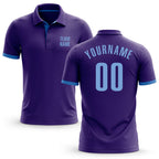Custom Purple Light Blue Performance Golf Polo Shirt
