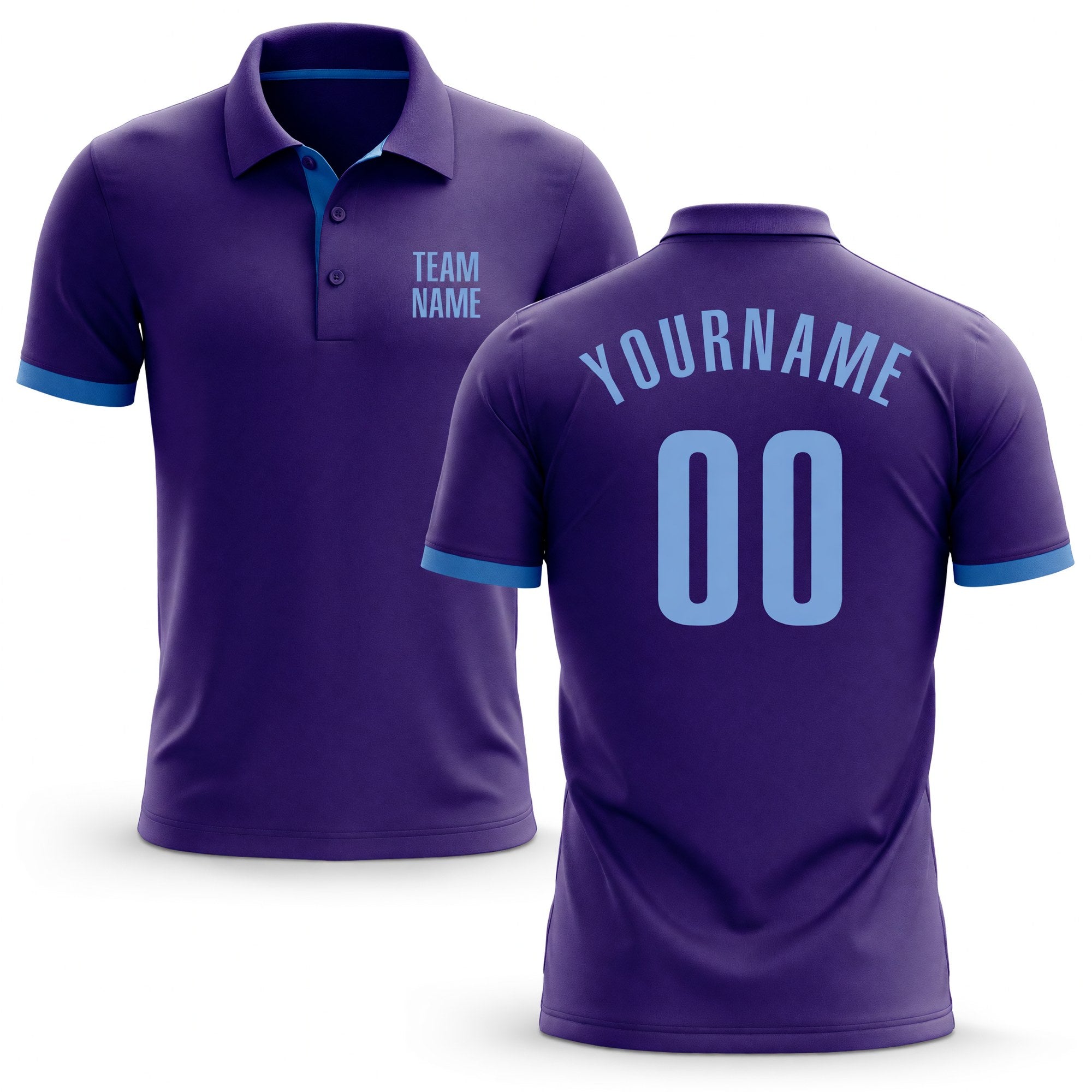 Custom Purple Light Blue Performance Golf Polo Shirt
