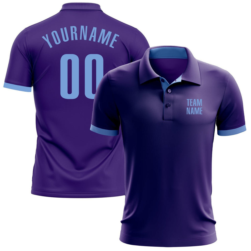 Custom Purple Light Blue Performance Golf Polo Shirt photo 1