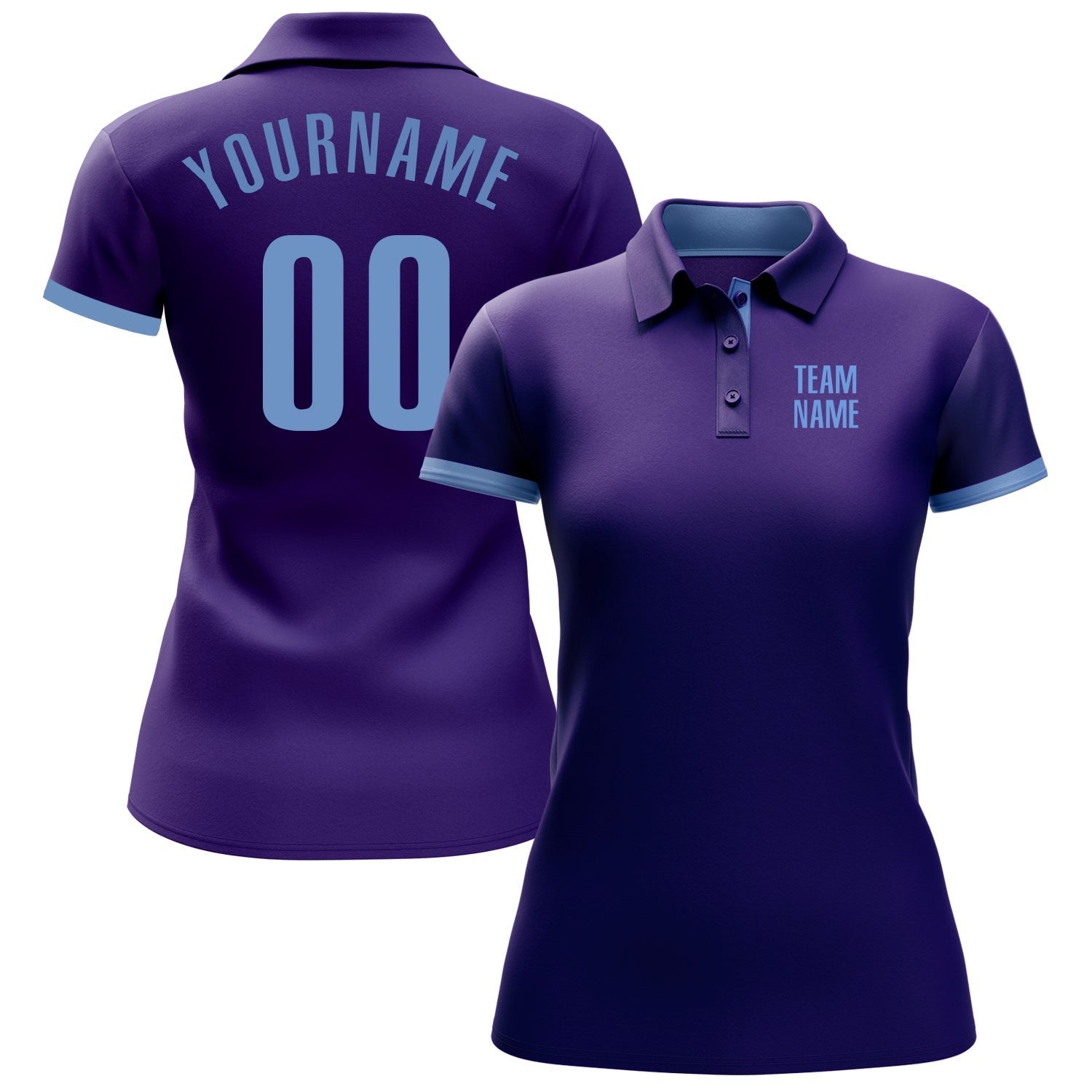 Custom Purple Light Blue Performance Golf Polo Shirt photo 2
