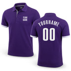 Custom Purple White Performance Golf Polo Shirt