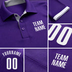 Custom Purple White Performance Golf Polo Shirt detail
