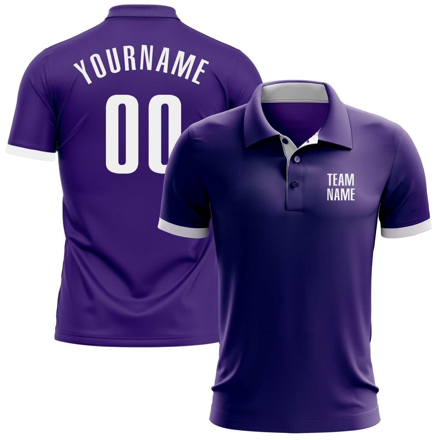 Custom Purple White Performance Golf Polo Shirt photo 1