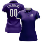 Custom Purple White Performance Golf Polo Shirt photo 2
