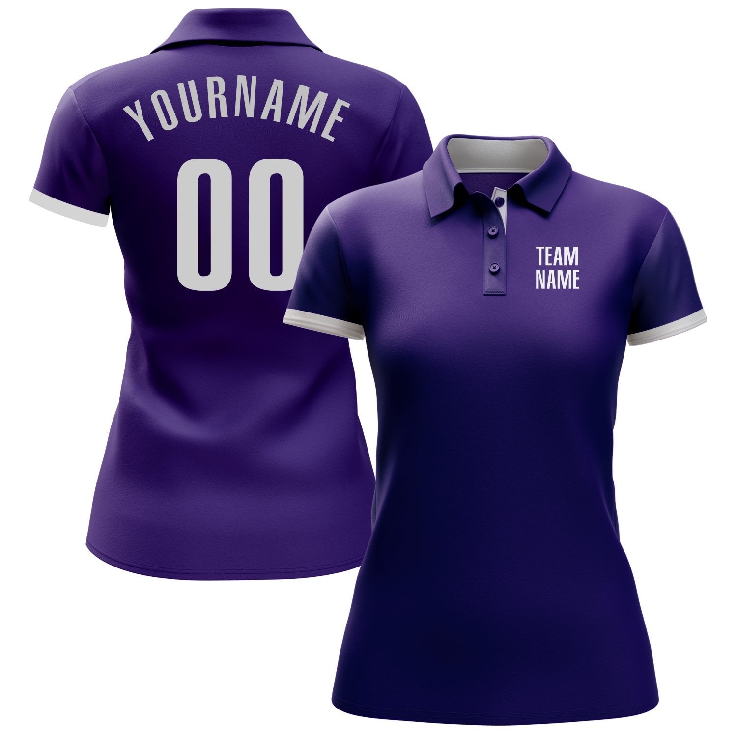 Custom Purple White Performance Golf Polo Shirt photo 2