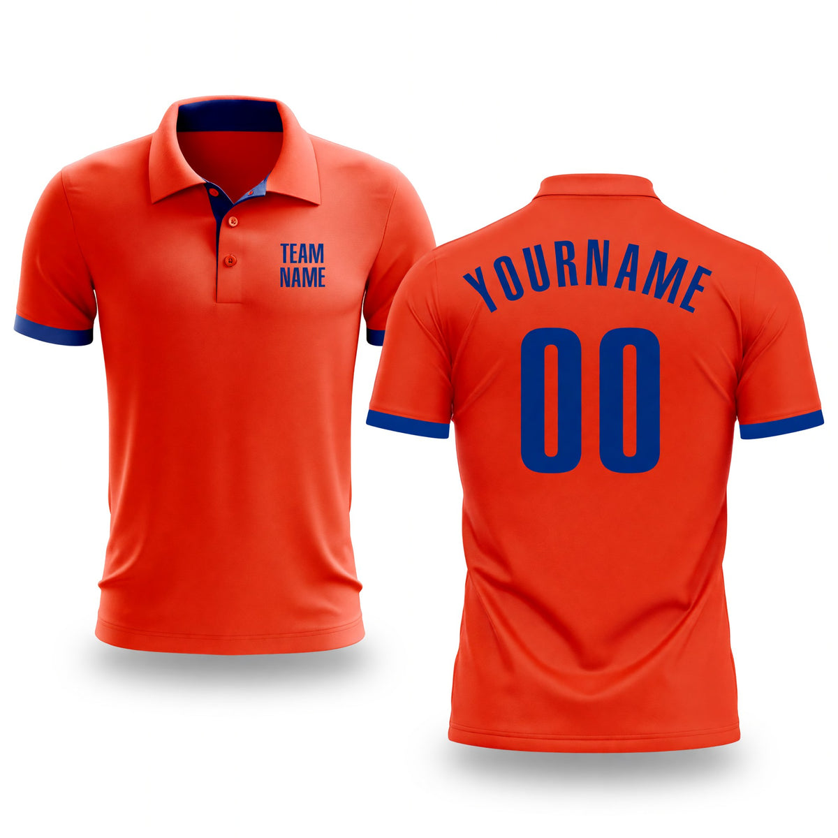 Custom Orange Royal Performance Golf Polo Shirt