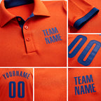 Custom Orange Royal Performance Golf Polo Shirt detail