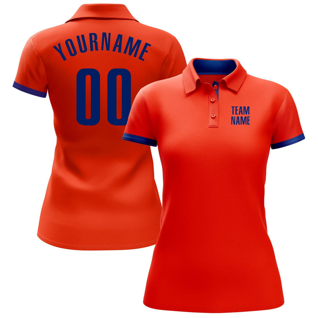 Custom Orange Royal Performance Golf Polo Shirt photo 2