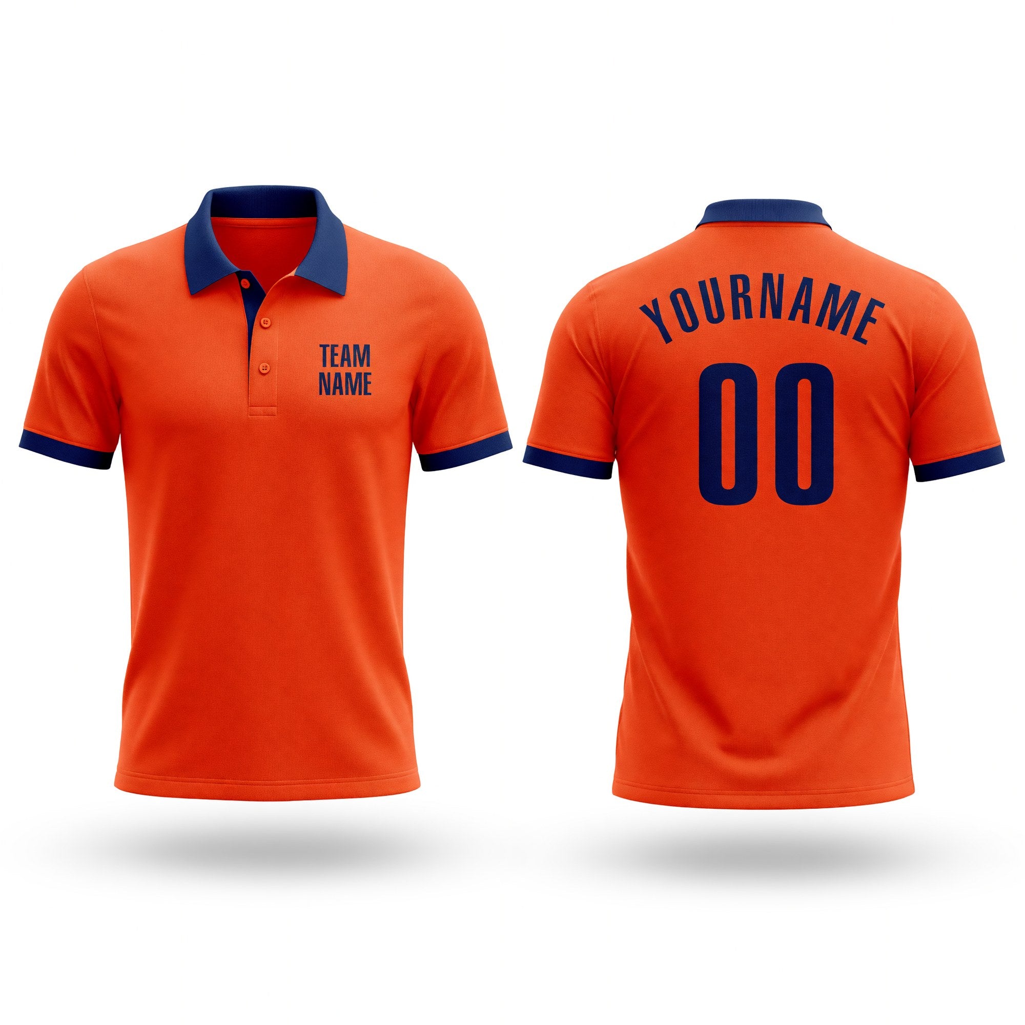 Custom Orange Navy Performance Golf Polo Shirt