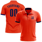 Custom Orange Navy Performance Golf Polo Shirt photo 1