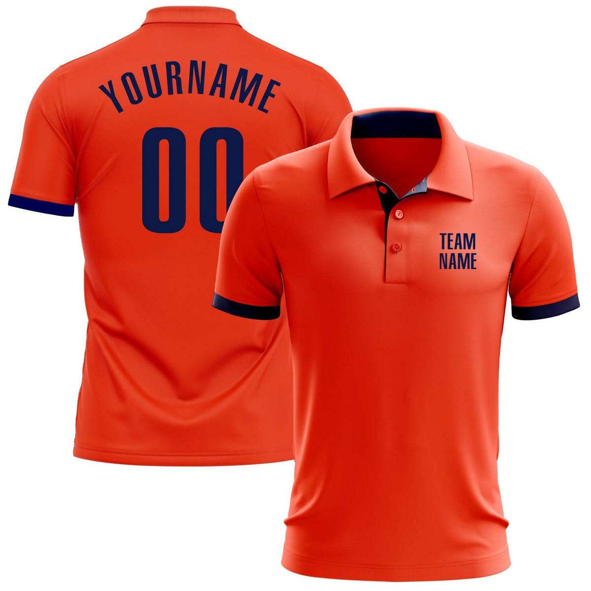 Custom Orange Navy Performance Golf Polo Shirt photo 1