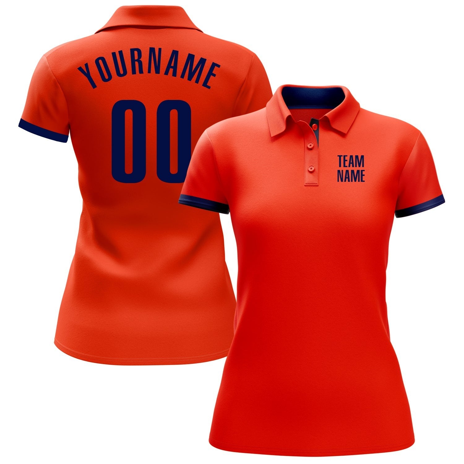 Custom Orange Navy Performance Golf Polo Shirt photo 2