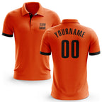 Custom Orange Black Performance Golf Polo Shirt