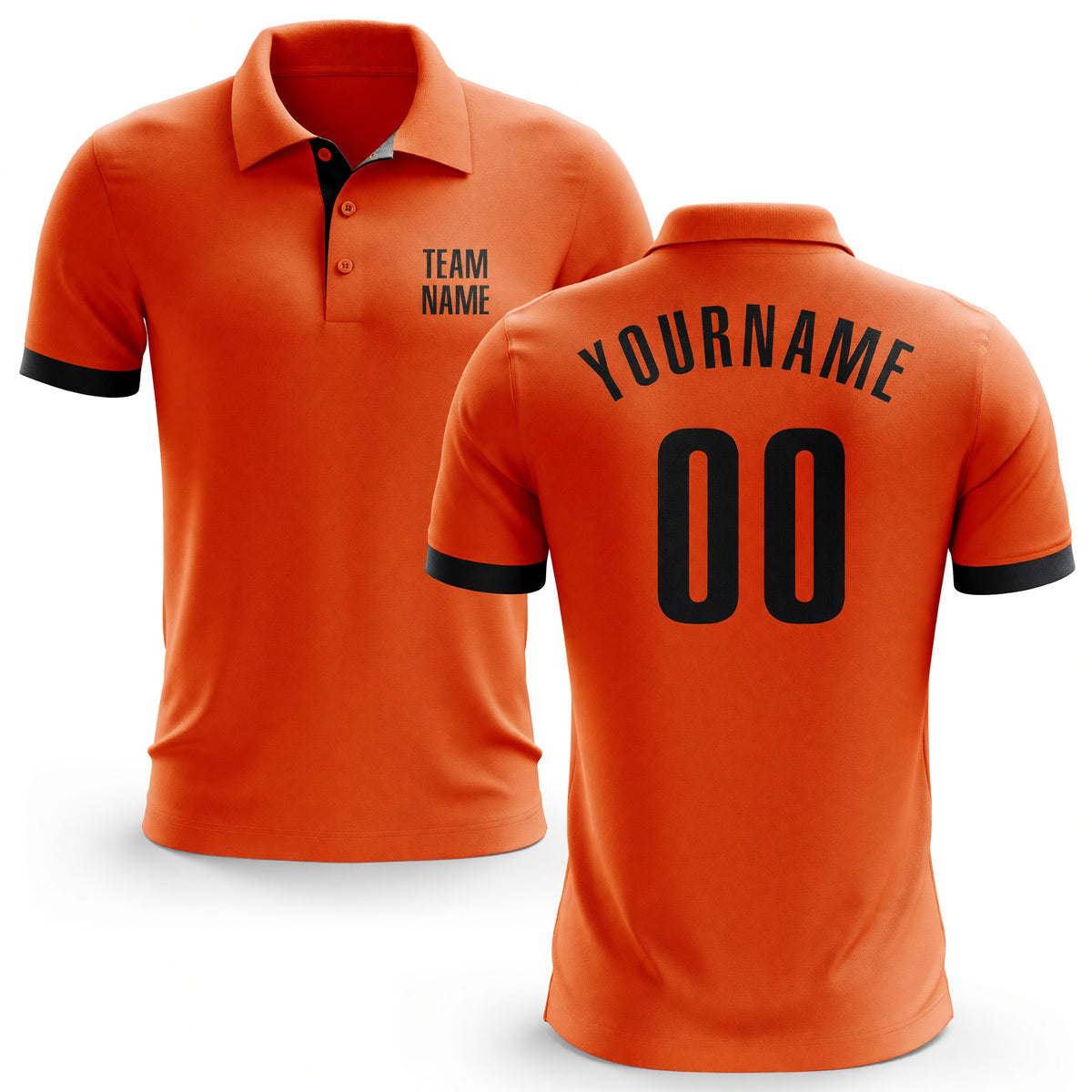 Custom Orange Black Performance Golf Polo Shirt