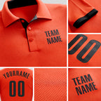 Custom Orange Black Performance Golf Polo Shirt detail