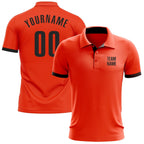 Custom Orange Black Performance Golf Polo Shirt photo 1