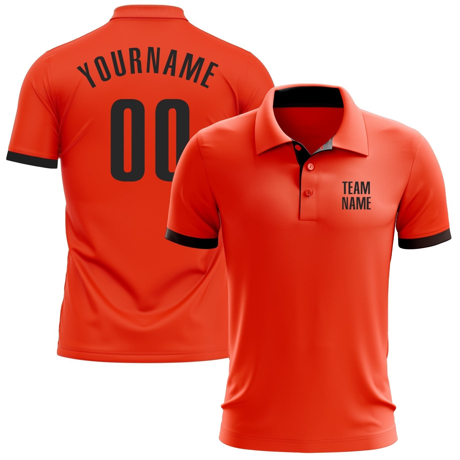 Custom Orange Black Performance Golf Polo Shirt photo 1
