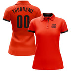 Custom Orange Black Performance Golf Polo Shirt photo 2
