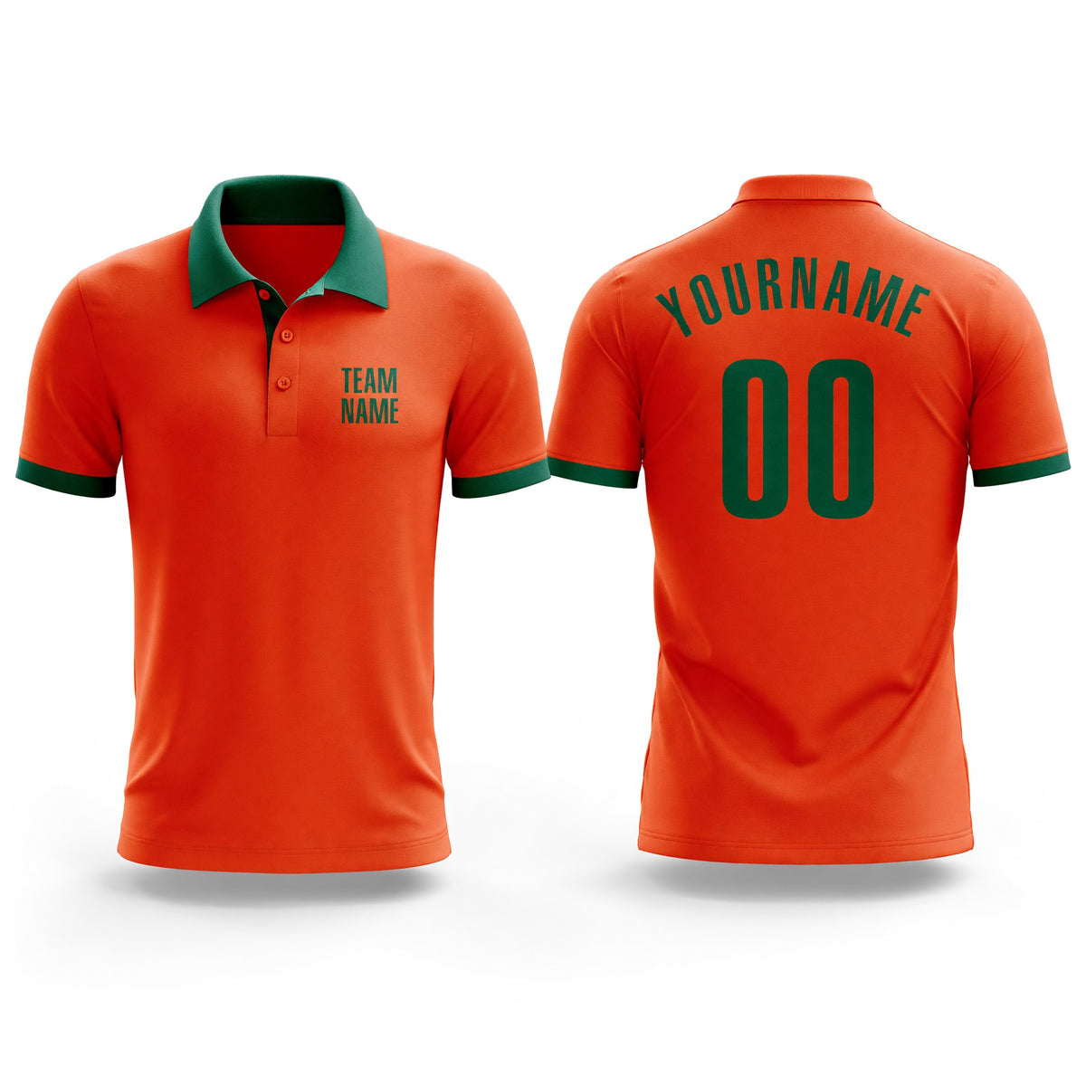 Custom Orange Kelly Green Performance Golf Polo Shirt