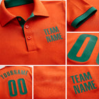 Custom Orange Kelly Green Performance Golf Polo Shirt detail