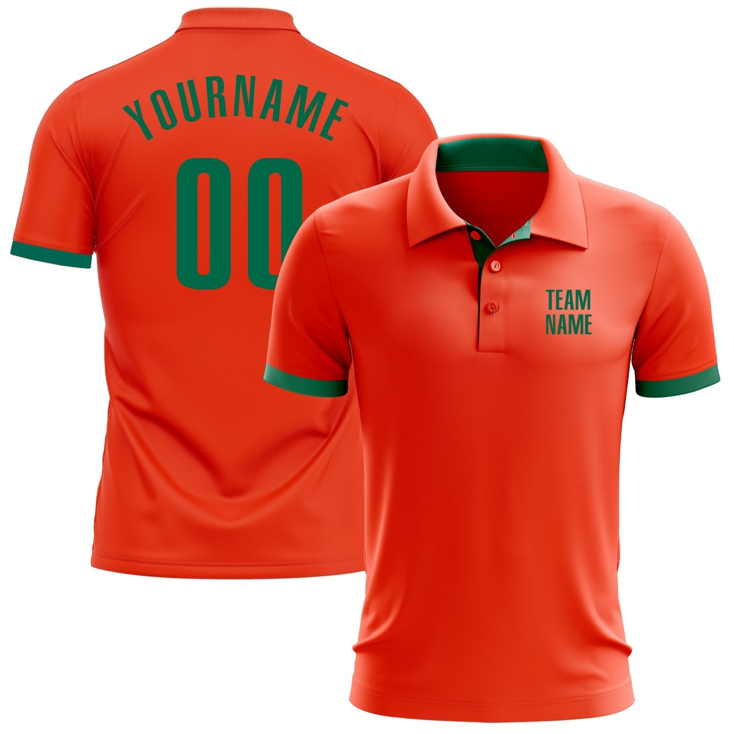 Custom Orange Kelly Green Performance Golf Polo Shirt photo 1