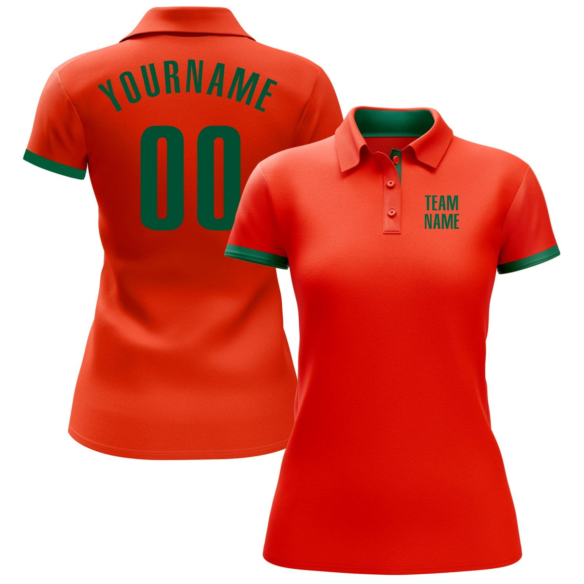 Custom Orange Kelly Green Performance Golf Polo Shirt photo 2