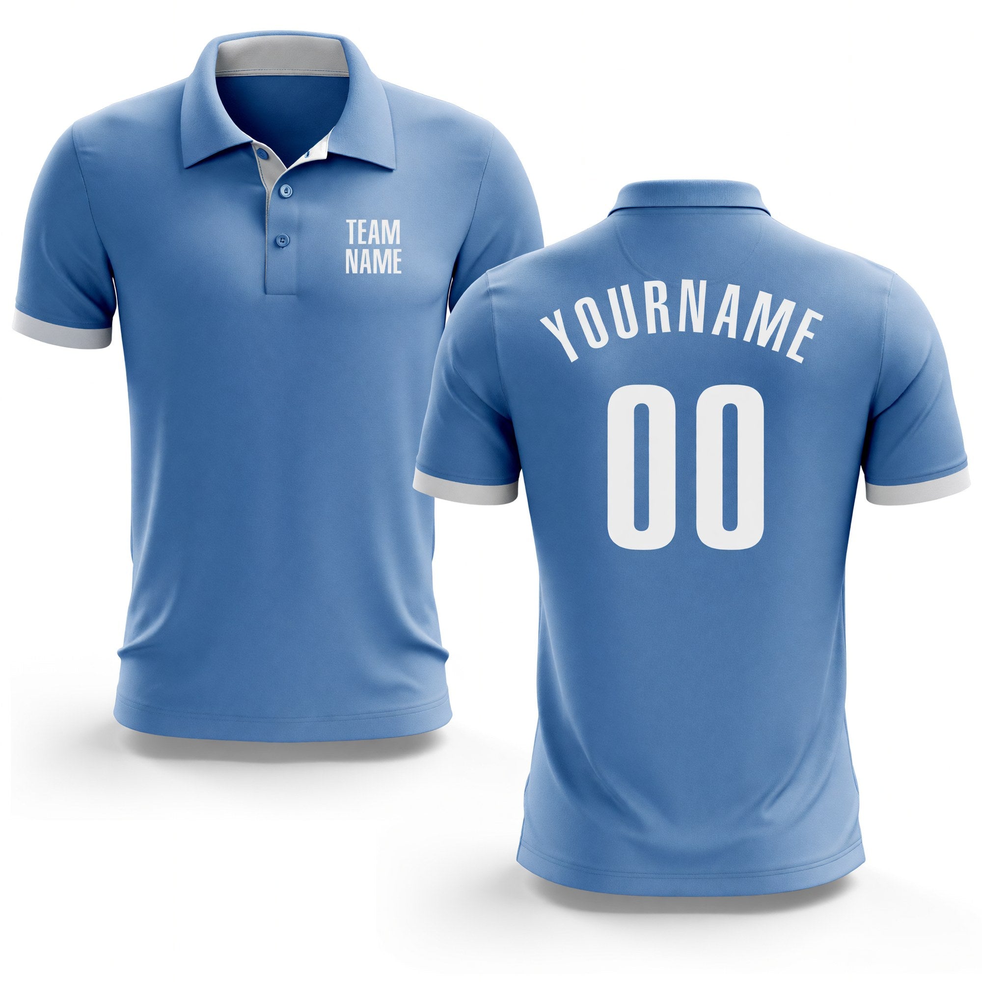 Custom Light Blue White Performance Golf Polo Shirt