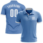 Custom Light Blue White Performance Golf Polo Shirt photo 1